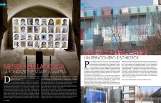 a rte

a rte

Pina Bevilacqua

Alfonso Benevento

Architettura e Arte
Un reincontro rischioso?

Museo della Follia

La Fondazione Sgarbi a Matera

D

opo il Museo della Mafia, inaugurato a Salemi (Trapani) nel
2010 e riprodotto in occasione della 54° Esposizione Internazionale d`Arte della
Biennale di Venezia, la Fondazione Sgarbi rilancia con un nuovo, interessantissimo progetto, il Museo della Follia, una mostra sul delicato tema dei manicomi e della pazzia. Volti, ricordi, strumenti. Un
luogo per ricordare quella specie di carceri, che, a differenze di queste ultime,
non assicuravano la fine della pena. Un’occasione per sottolineare il valore
che comunque ha quella malattia, nascosta, condannata e torturata per secoli.
Il percorso espositivo si articola in 4 sale: “Tutti i Santi”, con le sculture di
Cesare Inzerillo (lo scenografo palermitano che ha curato l‘allestimento del
museo) e 4 opere inedite dell‘artista materano Mimmo Centonze (che ha collaborato anche al Museo della Mafia), tra le altre; “La griglia - Fotografie,
dipinti e neon”, una grata di oltre 12 metri, formata da 90 ritratti di pazienti
(provenienti dalle cartelle cliniche degli ex manicomi d‘Italia), dove un neon
luminoso, seguendo il contorno di ciascuna immagine, dona voce e luce ai
76 INEWS

pensieri di ciascun volto; “Sala dei Ricordi - Oggetti abbandonati”, dove trovano spazio farmaci ed effetti personali dei pazienti ritrovati nei manicomi,
nonché decine e decine di libri di letteratura, in lingua originale, che hanno
trattato il tema della follia nel corso dei secoli; “Franco Basaglia”, un omaggio al grande psichiatra (1924-1980) considerato il padre della legge del 1978
sulla chiusura dei manicomi e la creazione di strutture alternative.
«Nelle rappresentazioni qui ospitate c‘è il senso fortissimo della violenza subita, lo stesso che aveva animato le opere sulla mafia», spiega il noto critico
d’arte Vittorio Sgarbi, a cui si deve tutto questo.
Il Museo della Follia ha aperto i battenti in anteprima internazionale nella splendida città di Matera, patrimonio dell’Unesco, candidata al titolo di
Capitale Europea della Cultura 2019. Allestita nel suggestivo complesso del
Convicinio di Sant‘ Antonio, un luogo meraviglioso nel cuore della incantevole cornice dei Sassi, circondato da chiese rupestri scavate nella roccia ed
affrescate. Qui resterà  fino a gennaio, per poi diventare itinerante e spostarsi
a Trapani, Milano, Berlino… con il suo carico di arte e di coscienza.

P

er fare spazio a nuove idee creative nel campo d´interazione tra
arte e architettura bisogna poter delineare prospettive ideali, liberi
da preoccupazioni di funzionalità e vincoli di fattibilità. Questa è
la tesi che conto di discutere sulla base di esempi come il Campus
Novartis di Basilea e le finestre di Sigmar Polke nel Grossmünster
di Zurigo. L´escursione nell´arte è sempre produttiva», afferma Jacqueline
Burckhardt. Cofondatrice della rivista d´arte „Parkett“ e dell´omonimo spazio espositivo da poco inaugurato a Zurigo, responsabile della sezione di arte
sight specific del Campus Novartis di Basilea, direttrice dell´Accademia  estiva del Centro Paul Klee di Berna.
«Dal confronto con l´architettura, spesso l´arte ha maturato un´ambizione
architettonica che,sebbene innovativa, ha però causato problemi di sostenibilità. Oggi, quando anche l´architettura sembra intenzionata a rivedere una
tale posizione muscolare, forse è venuto il momento per ripensare questo
rapporto sulla base di nuove esigenze», ribatte Adriana Polveroni.
Professoressa di Museologia del contemporaneo presso l´Accademia di Belle
Arti di Milano e presso il Luiss Master of Art di Roma, direttrice della rivista
e del sito d´arte „Exibart“ di Firenze.

Nella Sala Conferenze della storica sede dell´Istituto Svizzero di Roma,il settimo incontro del ciclo di dibattiti “Discorsi d´attualità”, sul tema “Architettura e Arte: prospettive di un reincontro rischioso”, ha visto confrontarsi le
due esperte. Che, moderate da Pier Paolo Pancotto, storico e curatore d’arte,
hanno prodotto spunti interessanti per il futuro di entrambe le discipline.
“Discorsi d´attualità” si e’ articolato in otto incontri, ideati e curati da Christoph Riedweg, direttore dell´Istituto Svizzero di Roma, durante tutto il 2012.
Un percorso di idee che ha toccato temi diversi dell´attività umana, dall´arte
all´architettura, la filosofia teoretica e la politica, dalla storia e l´urbanistica
alla finanza, alla ricerca, alla sostenibilità, sino all´arte e all’architettura. Provocando l’incontro e, talvolta, lo scontro tra il pensiero e la ricerca italiani e
quelli svizzeri o internazionali.
Tutti i Discorsi sono disponibili sul sito www.istitutosvizzero.it.

CaMPUs NOVartis (Basel)

INEWS 77

 