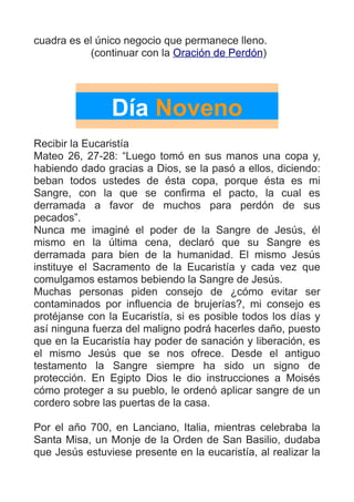 Novena a la Preciosa Sangre de Cristo | PDF