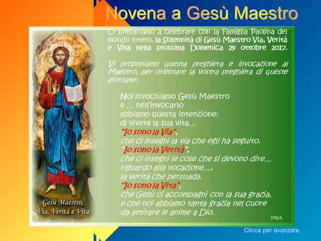Gesu Divin Maestro Orari Messe