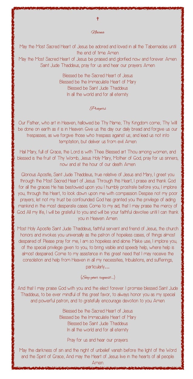 Novena prayers to Saint Jude Thaddeus PDF