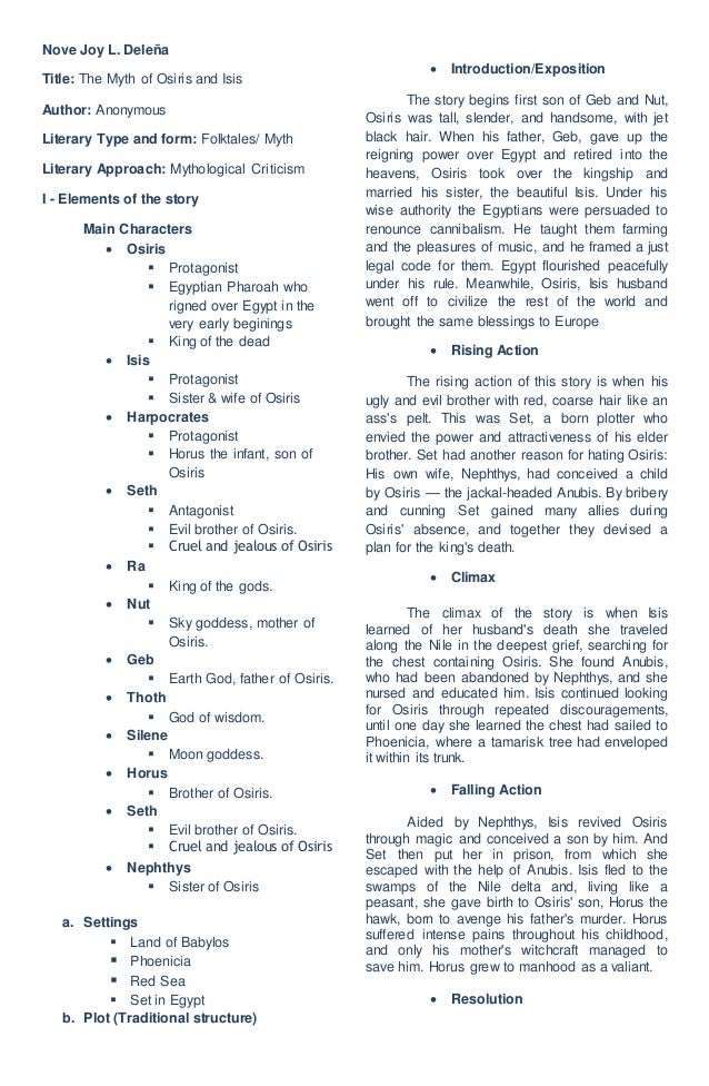 Elements Of A Myth Chart