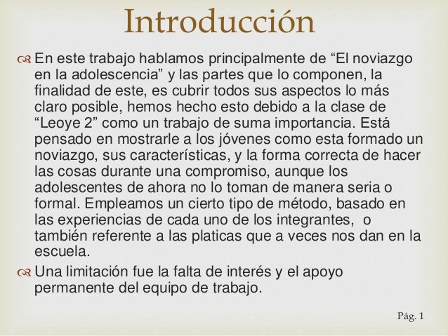 Ensayo Sobre El Noviazgo En La Adolescencia Introduccion