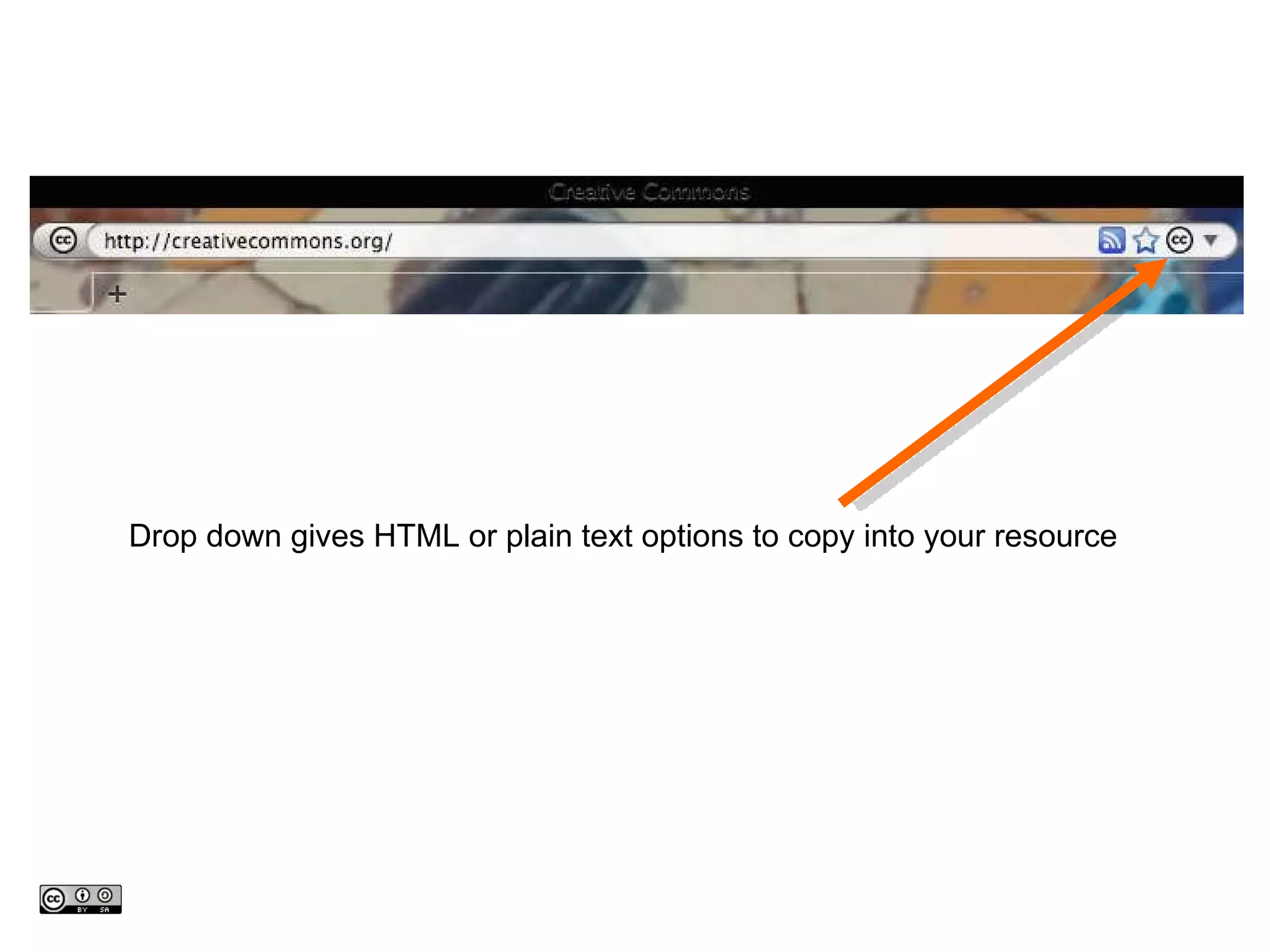 Drop down gives HTML or plain text options to copy into your resource 