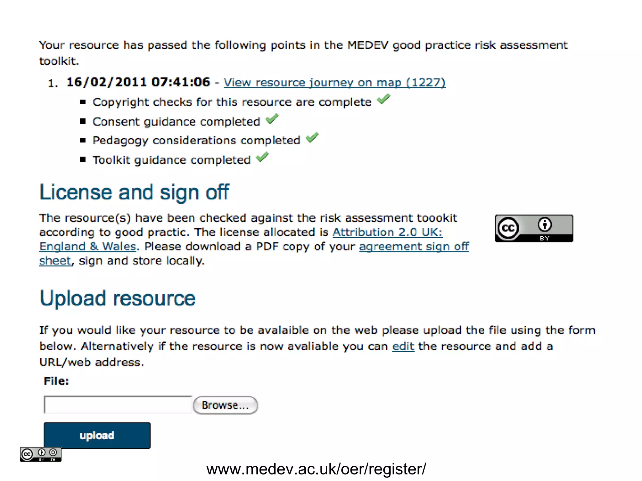 www.medev.ac.uk/oer/register/ 