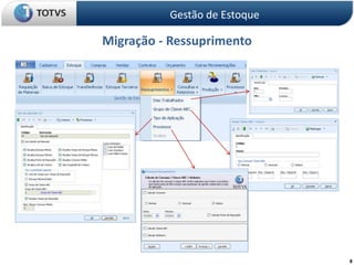 8
Migração - Ressuprimento
Gestão de Estoque
 