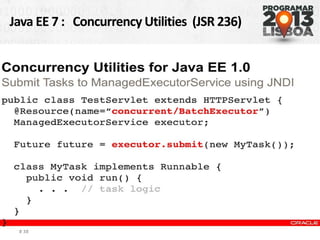 Java EE 7 : Concurrency Utilities (JSR 236)
# 38
 