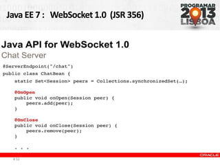 Java EE 7 : WebSocket 1.0 (JSR 356)
# 52
 