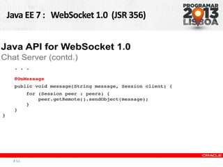 Java EE 7 : WebSocket 1.0 (JSR 356)
# 53
 