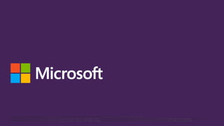 © 2012 Microsoft Corporation. All rights reserved. Microsoft, Windows, and other product names are or may be registered trademarks and/or trademarks in the U.S. and/or other countries.
The information herein is for informational purposes only and represents the current view of Microsoft Corporation as of the date of this presentation. Because Microsoft must respond to changing market conditions, it should not be interpreted to be a commitment on the
part of Microsoft, and Microsoft cannot guarantee the accuracy of any information provided after the date of this presentation. MICROSOFT MAKES NO WARRANTIES, EXPRESS, IMPLIED OR STATUTORY, AS TO THE INFORMATION IN THIS PRESENTATION.

 