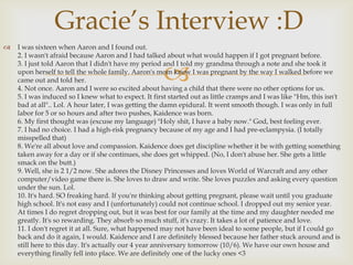 Gracie’s Interview :D
   I was sixteen when Aaron and I found out.
    2. I wasn't afraid because Aaron and I had talked ...