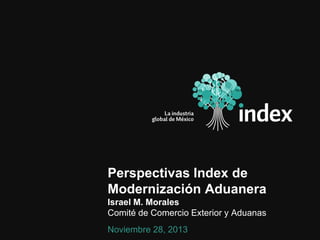Perspectivas Index de Modernización Aduanera Israel M. Morales Comité de Comercio Exterior y Aduanas 
Noviembre 28, 2013  