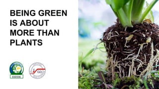 BEING GREEN
IS ABOUT
MORE THAN
PLANTS
650336
 