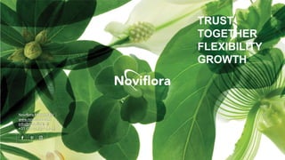 Noviflora Holland BV
www.noviflora.com
info@noviflora.nl
+31 (0) 174 67 14 14
TRUST
TOGETHER
FLEXIBILITY
GROWTH
 