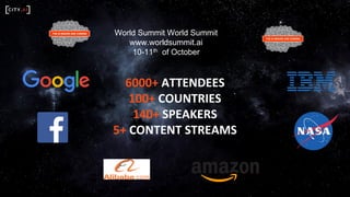 World Summit World Summit
www.worldsummit.ai
10-11th of October
6000+ ATTENDEES
100+ COUNTRIES
140+ SPEAKERS
5+ CONTENT STREAMS
 