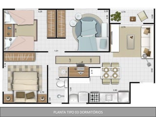 PLANTA TIPO 03 DORMITÓRIOS 