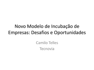 Novo Modelo de Incubação de
Empresas: Desafios e Oportunidades
            Camilo Telles
              Tecnovia
 