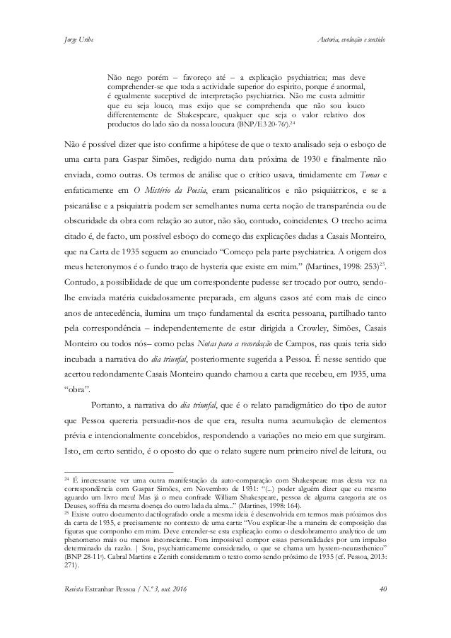 Sobre carta de heteronimos