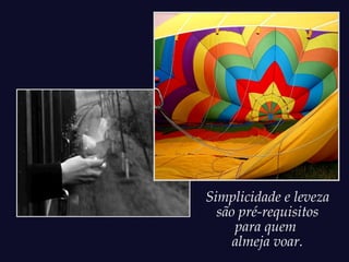 Simplicidade e leveza
  são pré-requisitos
     para quem
     almeja voar.
 