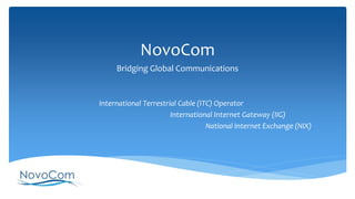 International Terrestrial Cable (ITC) Operator
International Internet Gateway (IIG)
National Internet Exchange (NIX)
NovoCom
Bridging Global Communications
 