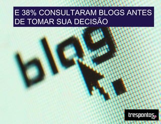 E 38% CONSULTARAM BLOGS ANTES
DE TOMAR SUA DECISÃO
 
