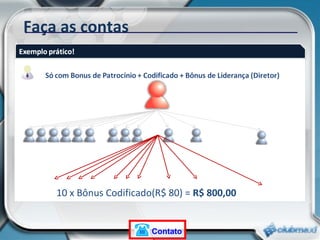 Faça as contas 10 x Bônus Codificado(R$ 80) =  R$ 800,00 Contato 