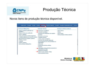 Novos itens de produção técnica disponível.
Produção Técnica
 