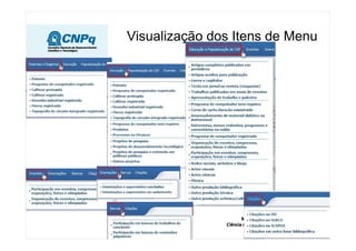 Visualização dos Itens de Menu
 