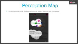 Perception Map
▪ This perception map shows visually what stands out to users when they land on your page.
 