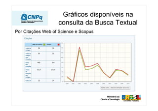 Gráficos disponíveis na
                   consulta da Busca Textual
Por Citações Web of Science e Scopus
 
