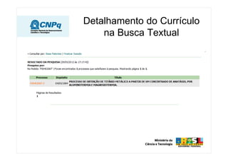 Detalhamento do Currículo
    na Busca Textual
 