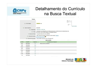 Detalhamento do Currículo
    na Busca Textual
 