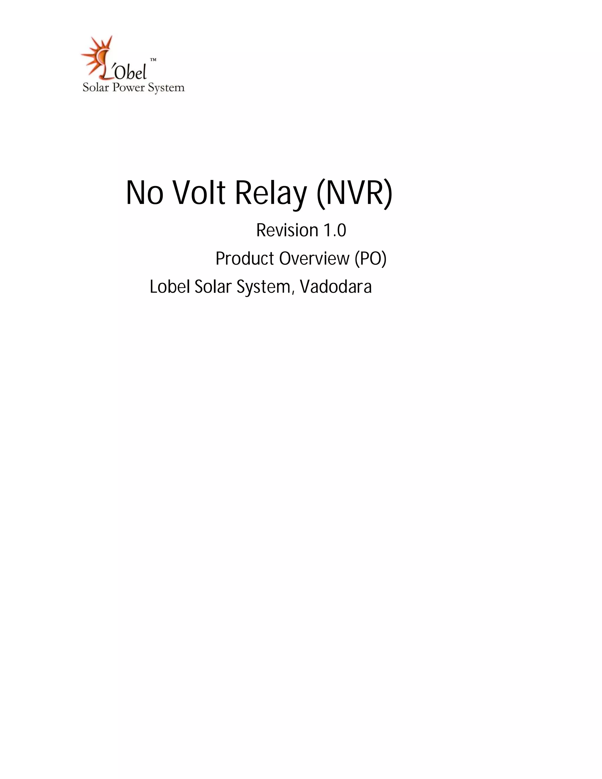 Lobel No voltage relay with display PDF