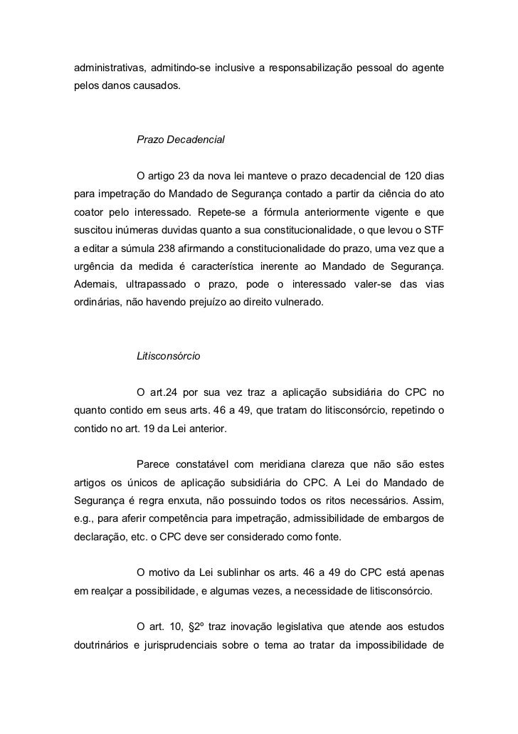 Primeiras impressões sobre o novo mandado de segurança lei