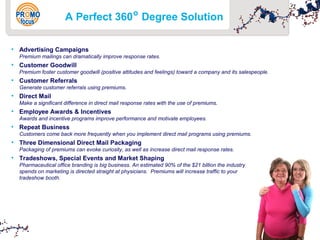 o 
A Perfect 360 Degree Solution 
• Advertising Campaigns 
Premium mailings can dramatically improve response rates. 
• Cu...