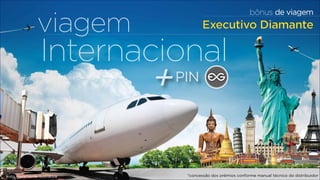 viagem Executivo Diamante 
Internacional 
bônus de viagem 
+PIN 
*concessão dos prêmios conforme manual técnico do distribuidor 
Foto meramente ilustrativa 
 