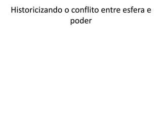 Historicizando o conflito entre esfera e
poder
 