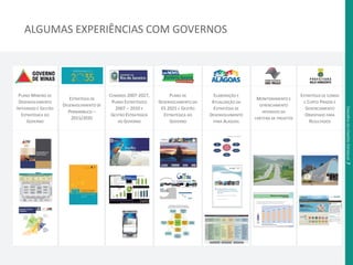 ALGUMAS EXPERIÊNCIAS COM GOVERNOS 
Melhoria no Desempenho 
(novembro 2005) 
Execução orçamentário-financeira* mensal da Carteira de 
Projetos Estratégicos em 2005 Valores em R$ milhões 
198,1 
285,4 282 
319,7 
350,1 
376,8 
432 
Média 
Jan-Mai 
jun jul ago set out nov 
* Valores liquidados mais Restos a Pagar 2004 pagos 
Período com Monitoramento Intensivo 
PLANO DE 
DESENVOLVIMENTO DO 
ES 2025 E GESTÃO 
ESTRATÉGICA DO 
GOVERNO 
CENÁRIOS 2007-2027, 
PLANO ESTRATÉGICO 
2007 – 2010 E 
GESTÃO ESTRATÉGICA 
DO GOVERNO 
ESTRATÉGIA DE 
DESENVOLVIMENTO DE 
PERNAMBUCO – 
2015/2035 
MONITORAMENTO E 
GERENCIAMENTO 
INTENSIVO DA 
CARTEIRA DE PROJETOS 
ESTRATÉGIA DE LONGO 
E CURTO PRAZOS E 
GERENCIAMENTO 
ORIENTADO PARA 
RESULTADOS 
ELABORAÇÃO E 
ATUALIZAÇÃO DA 
ESTRATÉGIA DE 
DESENVOLVIMENTO 
PARA ALAGOAS 
PLANOMINEIRO DE 
DESENVOLVIMENTO 
INTEGRADO E GESTÃO 
ESTRATÉGICA DO 
GOVERNO 
MINAS: O MELHOR ESTADO PARA SE VIVER 
Macroplan® 
Prospectiva, Estratégia & Gestão 
PLANO MINEIRO DE DESENVOLVIMENTO INTEGRADO – 2007/2023 
ESTADO PARA RESULTADOS 
ÁREAS DE RESULTADOS 
Vida Saudável 
Redes de Cidades 
e Serviços 
Qualidade 
Ambiental 
DESTINATÁRIOS DAS POLÍTICAS PÚBLICAS 
PESSOAS 
INSTRUÍDAS, 
SAUDÁVEIS E 
QUALIFICADAS 
CIDADES SEGURAS 
E BEM CUIDADAS 
EQÜIDADE ENTRE 
PESSOAS E 
REGIÕES 
JOVENS 
PROTAGONISTAS 
EMPRESAS 
DINÂMICAS E 
INOVADORAS 
Perspectiva 
Integrada do 
Capital Humano 
Investimento e 
Negócios 
Integração 
Territorial 
Competitiva 
Sustentabilidad 
e Ambiental 
Eqüidade e 
Bem-estar 
Rede de 
Cidades 
Educação de 
Qualidade 
Protagonismo 
Juvenil 
Valor Agregado da 
Produção 
Inovação, Tecnologia 
e Qualidade 
Logística de 
Integração e 
Desenvolvimento 
Redução da 
Pobreza e 
Inclusão Produtiva 
Defesa Social 
Desenvolvimento 
do Norte de Minas, 
Jequitinhonha, 
Mucuri e Rio Doce 
QUALIDADE E INOVAÇÃO 
EM GESTÃO PÚBLICA 
QUALIDADE FISCAL 
Macroplan® 
Prospectiva, Estratégia & Gestão Integração Territorial 
Competitiva 
Integração 
internacional e 
insumos básicos e 
logística de alta 
Agronegócio: 
agregação de 
valor, serviços 
e logística de 
alta capacidade 
Integração de cadeias capacidade 
produtivas da indústria de 
transformação, serviços e 
logística de valor agregado 
Investimentos 
privados, 
micronegócios e 
acesso a mercados 
Desafi os da Gestão Estadual .7 
 