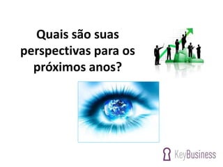 Quais são suas
perspectivas para os
próximos anos?
 