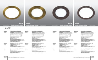 светодиодные светильники светодиодные светильники284 285
темное дерево357296, 357297, 357298темное дерево 357293, 357294, 357295
Артикулы:
357293
Светильники встраиваемые
Материал: алюминиевый корпус/
матовый акриловый рассеиватель
Мощность: SMD 2835, 30LED, 6Вт
Напряжение: 220-240 B, IP 20
Световой поток: 660 Лм
Цветовая температура: 3000 K
Цвет LED: тёплый белый
Размер: Ø 120 мм
Высота встраиваемой части: 20 мм
Диаметр врезного отверстия: 105 мм
Мини мастер-картон: 40
Артикулы:
357296
Светильники встраиваемые
Материал: алюминиевый корпус/
матовый акриловый рассеиватель
Мощность: SMD 2835, 75LED, 15Вт
Напряжение: 220-240 B, IP 20
Световой поток: 1650 Лм
Цветовая температура: 3000 K
Цвет LED: тёплый белый
Размер: Ø 200 мм
Высота встраиваемой части: 20 мм
Диаметр врезного отверстия: 180 мм
Мини мастер-картон: 24
Артикул:
357294
Мощность: SMD 2835, 45LED, 9Вт
Световой поток: 990 Лм
Размер: Ø 145 мм
Диаметр врезного отверстия: 130 мм
Мини мастер-картон: 30
Артикул:
357295
Мощность: SMD 2835, 60LED, 12Вт
Световой поток: 1320 Лм
Размер: Ø 170 мм
Диаметр врезного отверстия: 150 мм
Артикул:
357297
Мощность: SMD 2835, 90LED, 18Вт
Световой поток: 1980 Лм
Размер: Ø 225 мм
Диаметр врезного отверстия: 205 мм
Артикул:
357298
Мощность: SMD 2835, 120LED, 24Вт
Световой поток: 2640 Лм
Размер: Ø 300 мм
Диаметр врезного отверстия: 280 мм
Мини мастер-картон: 12
NEW NEW
светлая бронза 357290, 357291, 357292 светлая бронза357287, 357288, 357289
LANTE
Артикул:
357290
Светильники встраиваемые
Материал: алюминиевый корпус/
матовый акриловый рассеиватель
Мощность: SMD 2835, 75LED, 15Вт
Напряжение: 220-240 B, IP 20
Световой поток: 1650 Лм
Цветовая температура: 3000 K
Цвет LED: тёплый белый
Размер: Ø 200 мм
Высота встраиваемой части: 20 мм
Диаметр врезного отверстия: 180 мм
Мини мастер-картон: 24
Артикул:
357287
Светильники встраиваемые
Материал: алюминиевый корпус/
матовый акриловый рассеиватель
Мощность: SMD 2835, 30LED, 6Вт
Напряжение: 220-240 B, IP 20
Световой поток: 660 Лм
Цветовая температура: 3000 K
Цвет LED: тёплый белый
Размер: Ø 120 мм
Высота встраиваемой части: 20 мм
Диаметр врезного отверстия: 105 мм
Мини мастер-картон: 40
Артикул:
357291
Мощность: SMD 2835, 90LED, 18Вт
Световой поток: 1980 Лм
Размер: Ø 225 мм
Диаметр врезного отверстия: 205 мм
Артикул:
357292
Мощность: SMD 2835, 120LED, 24Вт
Световой поток: 2640 Лм
Размер: Ø 300 мм
Диаметр врезного отверстия: 280 мм
Мини мастер-картон: 12
Артикул:
357288
Мощность: SMD 2835, 45LED, 9Вт
Световой поток: 990 Лм
Размер: Ø 145 мм
Диаметр врезного отверстия: 130 мм
Мини мастер-картон: 30
Артикул:
357289
Мощность: SMD 2835, 60LED, 12Вт
Световой поток: 1320 Лм
Размер: Ø 170 мм
Диаметр врезного отверстия: 150 мм
NEW NEW
 