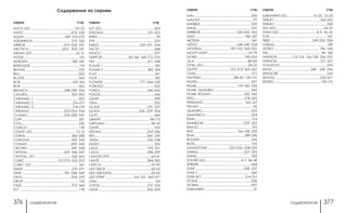 содержание содержание376 377
серия стр. серия стр.
MAI.............................................................300
MALINY........................................................ 97
MARBLE.....................................................250
MAZE.......................................................... 231
MIRROR.......................................232-235; 355
MIZU.................................................... 186-187
MOYEN...................................................... 341
NEMO.........................................248-249; 358
NEVIERA............................. 190-192; 300-301
NIGHT LIGHT........................................... 67-79
NORD..................................................199-200
OLA.........................................................82-85
OPAL LED................................................24-25
OUTFIT.................................. 312-313; 365-367
OVAL.......................................................... 212
PATTERN...................................88-90; 129-151
PASTEL........................................................297
PEARL.......................................... 179-182; 335
PEARL QUADRO........................................342
PEARL ROUND...................................183; 343
PEILI.....................................................278-283
PENDANT............................................ 160-167
PEONY......................................................... 95
QUADRO...................................................255
QUADRO II.................................................254
RAIN........................................................... 153
RAINBOW..........................................229; 355
RINGO....................................................... 192
RITZ.............................................. 156-158; 339
RIVA.....................................................289-296
ROUND......................................................236
RUTA........................................................... 310
SANDSTONE........................223-225; 328-329
SHIKKU................................................ 227; 325
SHINE..........................................................332
SOLAR LED...................................... 4-7; 36-49
SPRERE.......................................................268
STAR...................................................258; 357
STAR 2........................................................260
STAR SKY............................................. 314-315
STONE........................................................226
STORM........................................................207
SUBMARIN................................................... 21
SUBMARIN LED............................16-20; 22-23
TABLET.................................................262-265
TERMO.......................................................368
TILE LED...................................................54-57
TITAN LED........................................ 8-9; 32-35
TOR............................................................. 261
TREK.............................................249-250; 358
VERSAL....................................................... 189
VETRO................................................ 194; 344
VIK........................................................ 96; 189
VINTAGE................113-124; 126-128; 336-337
VITRAGE..............................................211; 327
VOODOO..................................................259
WIND.........................................248 - 249; 356
WINDOW...................................................236
WOOD................................................250-251
ZEFIRO..................................................174-175
Содержание по сериям
ALICE LED............................................... 50-53
ANTIC..................................................253; 358
AQUA........................................... 269; 272-275
AQUARELLE........................................ 215; 352
ARBOR........................................ 210; 330; 351
ARCTICA....................................203 - 205; 331
ARMIN LED..............................................26-31
ASTER.......................................................... 125
AURORA............................................. 188; 341
BAROQUE....................................................176
BEAMS........................................................335
BELL.............................................................255
BLADE.........................................................364
BOB......................................................183-184
BOX.............................................................365
BRANCH......................................248-249; 356
CALURA.............................................. 302-303
CARAMEL 1................................................353
CARAMEL 2..........................................216-217
CARAMEL 3......................................... 218-219
CERAMIC................................... 222-223; 334
CLASSIC.......................................256-258; 357
CLIFF........................................................... 331
COIL............................................................252
CONCH...................................................... 159
CONTE LED.............................................. 10-15
CORAL................................................ 286-288
CORONA............................................185; 343
COSMO..............................................209; 345
CROWN.............................................. 247; 358
CRYSTAL...................................... 209; 346-347
CRYSTAL LED.......................................362-363
CUBIC................................... 212-215; 352-353
CUBIC LED.................................................. 361
DAISY...................................................270-271
DEW............................................ 194; 338; 349
DINO...................................................254; 359
DROP.......................................................... 152
EASE.................................................... 313; 364
ELF............................................................... 178
ELF LED........................................................304
ENIGMA...............................................201-202
ERBA.............................................................. 94
EYE..............................................................233
FABLE............................................220-221; 334
FACET..........................................................348
FANCY.........................................................227
FARFOR............................ 82; 86; 168-173; 333
FAY.......................................................211; 348
FLAME 1 .....................................................185
FLAME 2 ............................................. 185; 324
FLAT............................................................. 261
FLOE............................................................ 182
FLOWER....................................... 177; 244; 359
FORGED.....................................................350
FORZA................................................. 240-243
FUDGE.........................................................246
GEAR..........................................................359
GEM............................................................205
GLAM................................................. 231; 327
GLASS.........................................206; 229; 354
GLITZ...........................................................360
GRAPE................................................... 98-112
GROUND................................................ 58-59
GZHEL..........................................................333
HENNA.................................................245-246
IRIS.......................................................260; 359
JINNI....................................................154; 338
KUMO..........................................................305
LACE................................................... 193; 351
LAGO...................................................298-299
LANDSCAPE............................................60-61
LANTE.................................................. 284-285
LATICA.....................................................92-93
LED DECK................................................62-63
LED GROUND..........................................62-63
LED-STRIP.............................. 316-321; 369-371
LINN............................................................. 154
LOTOS.................................................. 210; 326
LUNA................................................... 306-309
серия стр. серия стр.
 