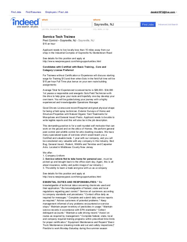 Now hiringpestcontroltraineesayrevillenj13.00parttime