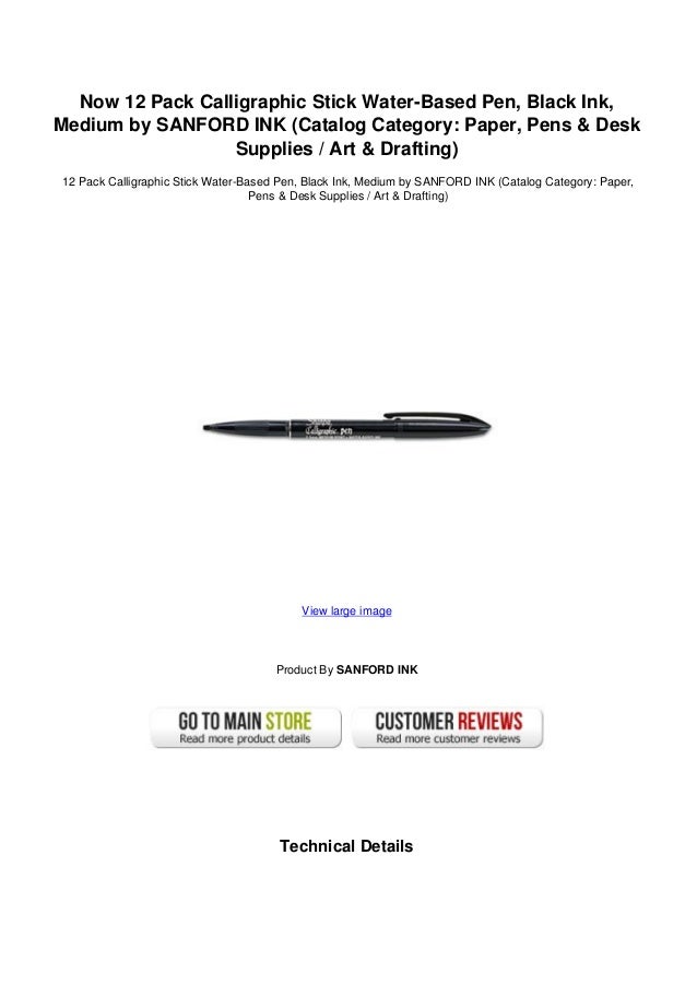 Now 12 pack calligraphic stick water based pen black ink medium by