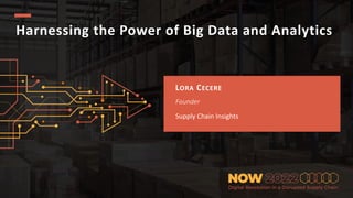 Harnessing the Power of Big Data and Analytics
LORA CECERE
Founder
Supply Chain Insights
 