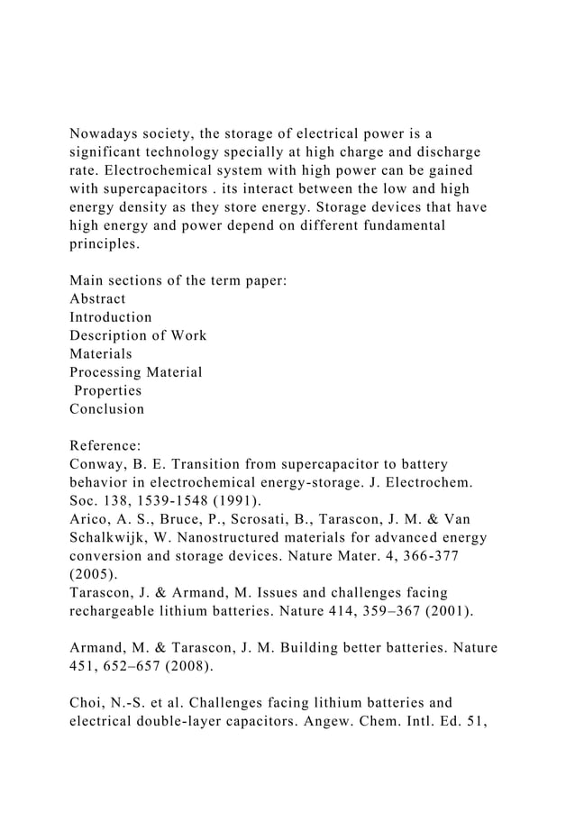 Nowadays Society The Storage Of Electrical Power Is A Significa docx Nowadays society the storage of electrical power is a significa docx