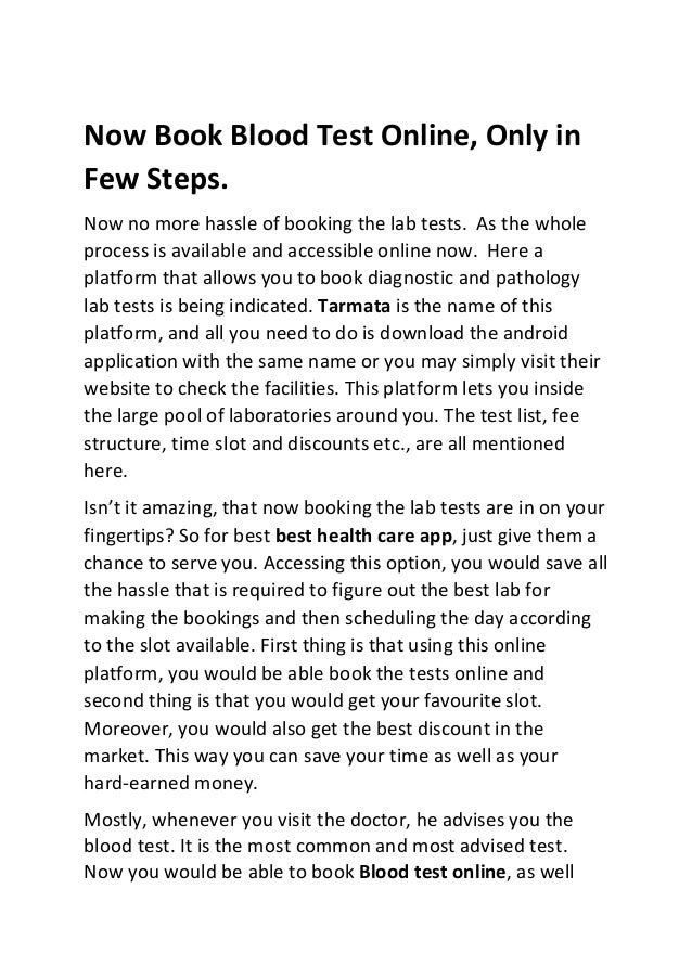 Now book blood test online, only in few steps