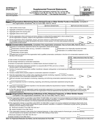 OMB No. 1545-0047
SCHEDULE D
Supplemental Financial Statements(Form 990) 2012G Complete if the organization answered ’Yes,...