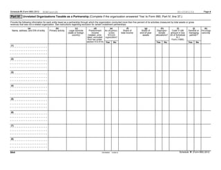 Schedule R (Form 990) 2012 Page 4
Unrelated Organizations Taxable as a Partnership (Complete if the organization answered ...