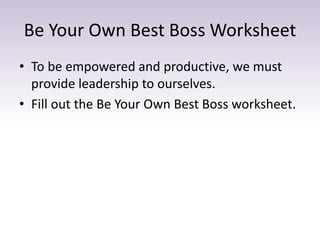 Boss Vs Leader Worksheet.pdf Now Habit | PPTX