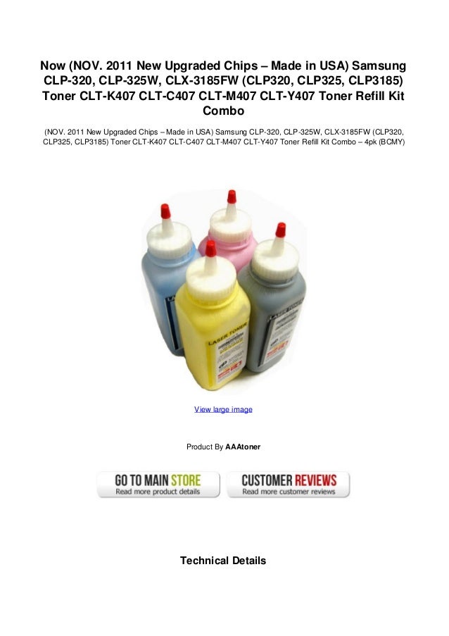 Now nov. 2011 new upgraded chips made in usa samsung clp320 clp325 w