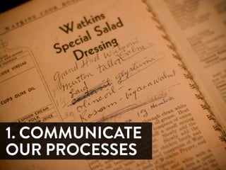 1. COMMUNICATE
OUR PROCESSES
 